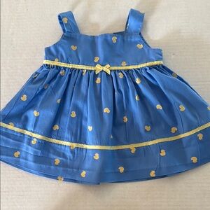 Carter’s Blue Dress with Yellow Duck Pattern, Size Newborn